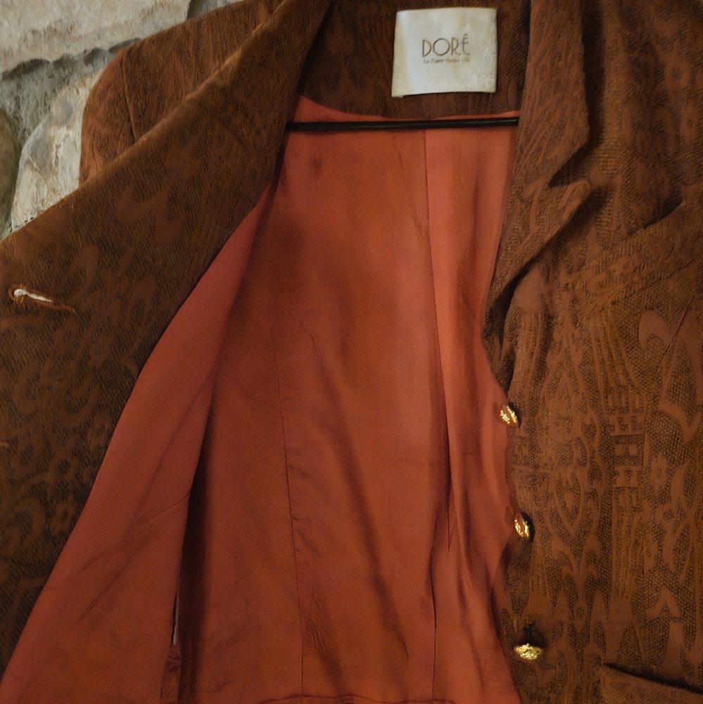Blazer Jacket Rust Color With Pockets And Gold To… - image 4